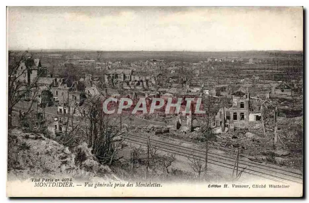 Montdidier — Allgemeiner Blick von den Montelettes — Edition H. Vasseur, Chiché Wattelier - Vorderseite