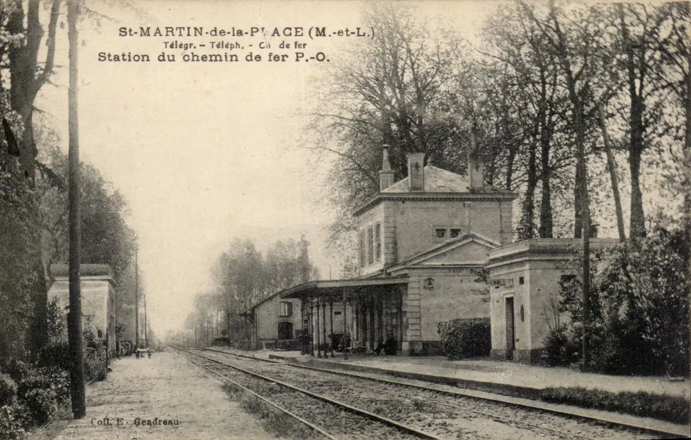 앤티크 엽서 St Martin de la Place 철도역 - 앞면