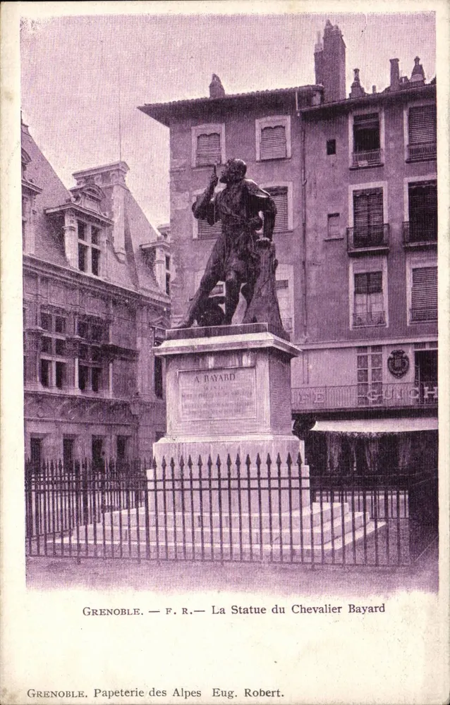 Grenoble — Estátua do Cavaleiro Bayard — Papelaria das Alpes Eug. Robert - Frente