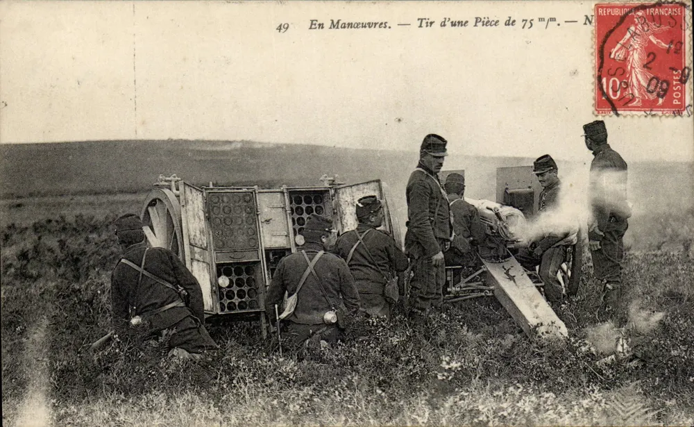 Manöver — Schuss einer 75 mm Kanone — Nr. 49 — Verlag unbekannt - Vorderseite