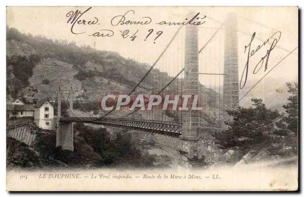 Le Dauphiné — Der Hängebrücke — Route von La Mure nach Mens — L.L. — Nr. 505 - Vorderseite