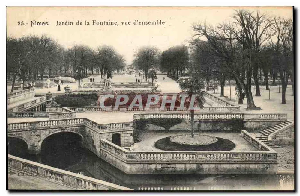Nîmes. Jardin de la Fontaine, Gesamtansicht — unbekannter Verleger, Seriennummer 25 - Vorderseite