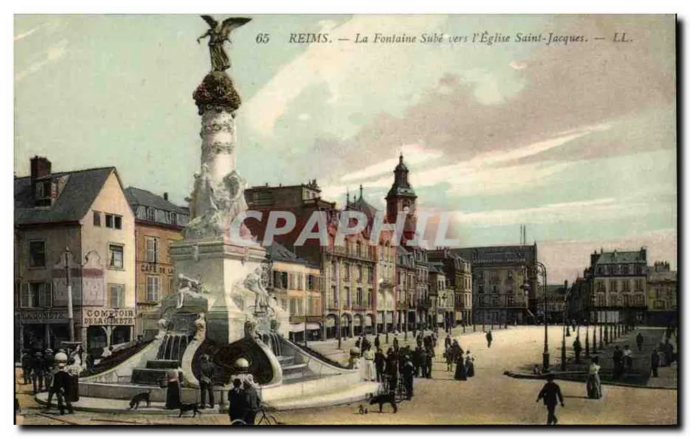 Reims — Fontäne Subé in Richtung Kirche Saint-Jacques — LL. n°65 - Vorderseite