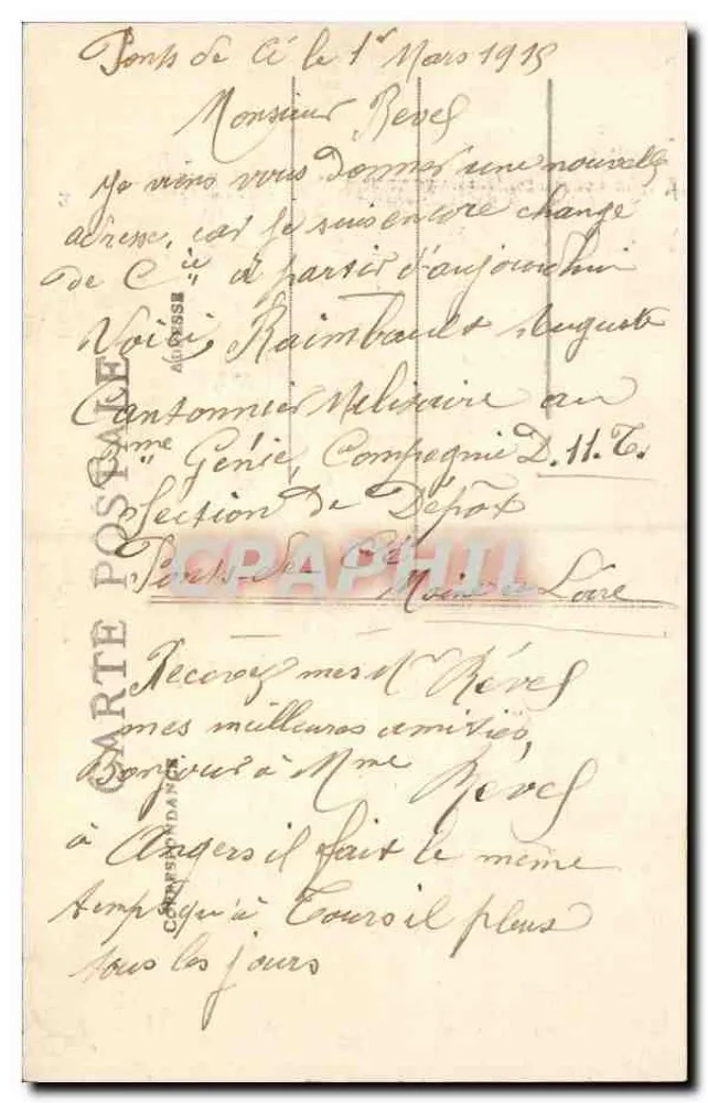 Angers — Place du Ralliement und Rue d'Alsace — Sammlung A. Bruel Angers - Rückseite