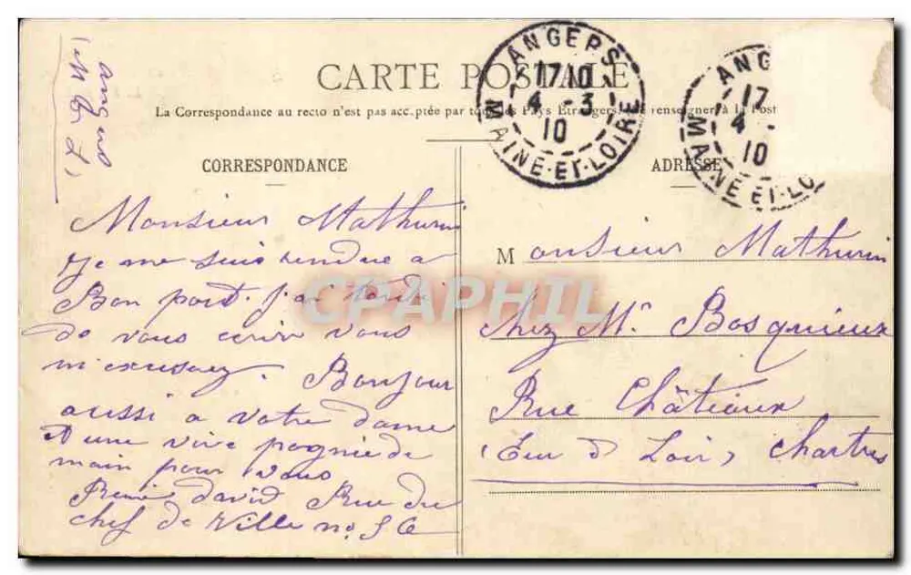 Angers — O Hotel das Correios — L. V., fot. - Verso