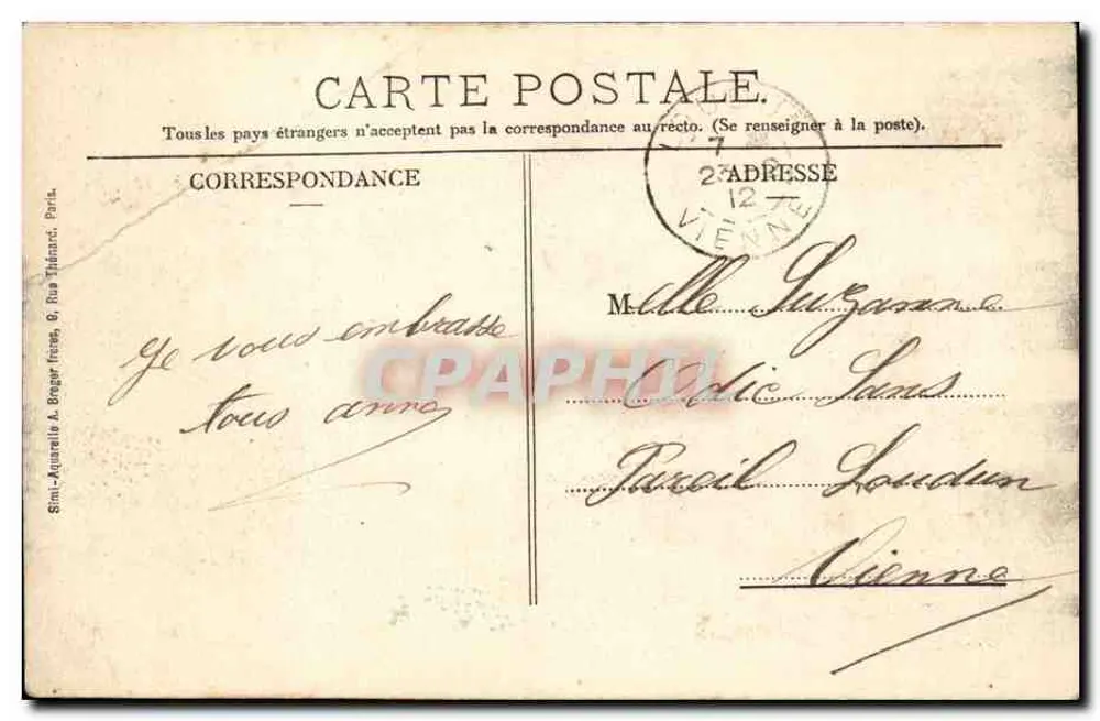 Angers - Place du Ralliement - Das Postamt — Collet, Verlag, Angers, Nr. 37 - Rückseite