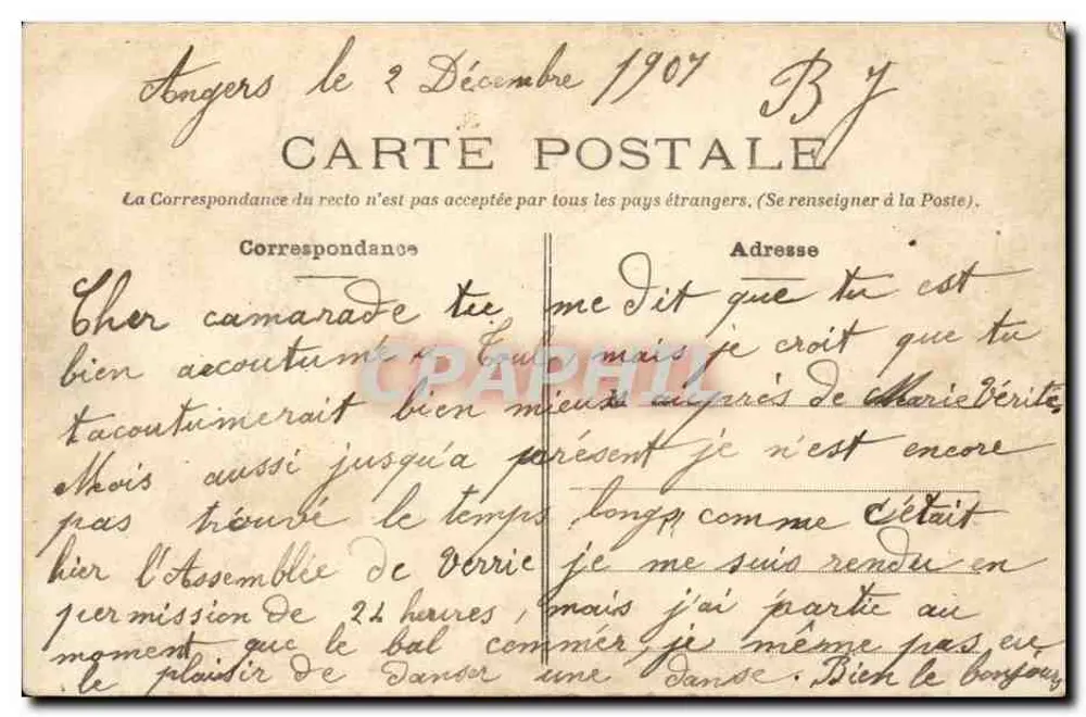 Angers — Place du Ralliement — La Poste - Verso
