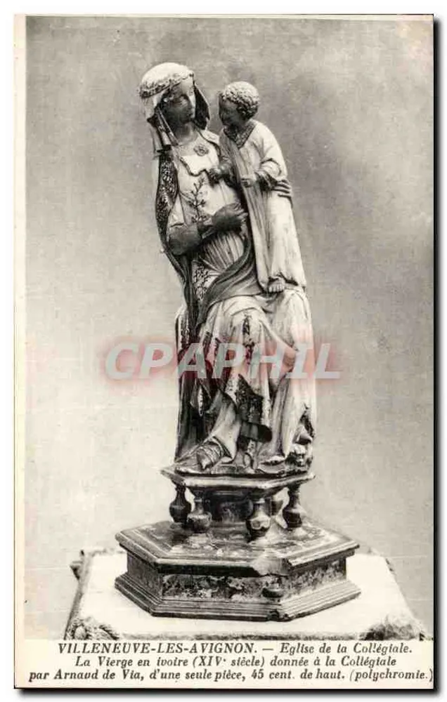 Villeneuve-lès-Avignon — Statue der Jungfrau aus Elfenbein des 14. Jahrhunderts — Kirche der Collegiate - Vorderseite