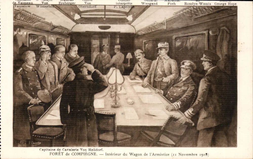 Innenraum des Wagens des Waffenstillstands — WÄLDER von COMPIEGNE — 11. November 1918 - Vorderseite