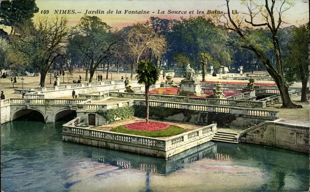 Nîmes — Garten der Quelle — Die Quelle und die Bäder — LL - Vorderseite