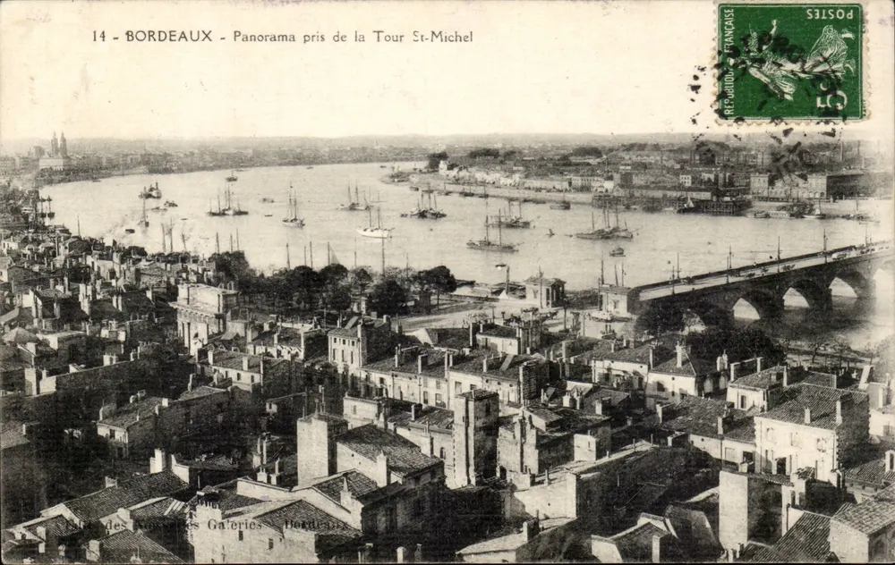 Bordeaux - Panorama vom St-Michel-Turm — Galeries Bordeaux — unbekannter Verlag, Nr. 14 - Vorderseite