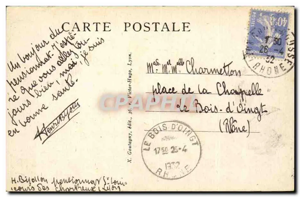 LYON — Pont du Palais und Palais de Justice — X. Goutagny, Verlag N° 74 - Rückseite