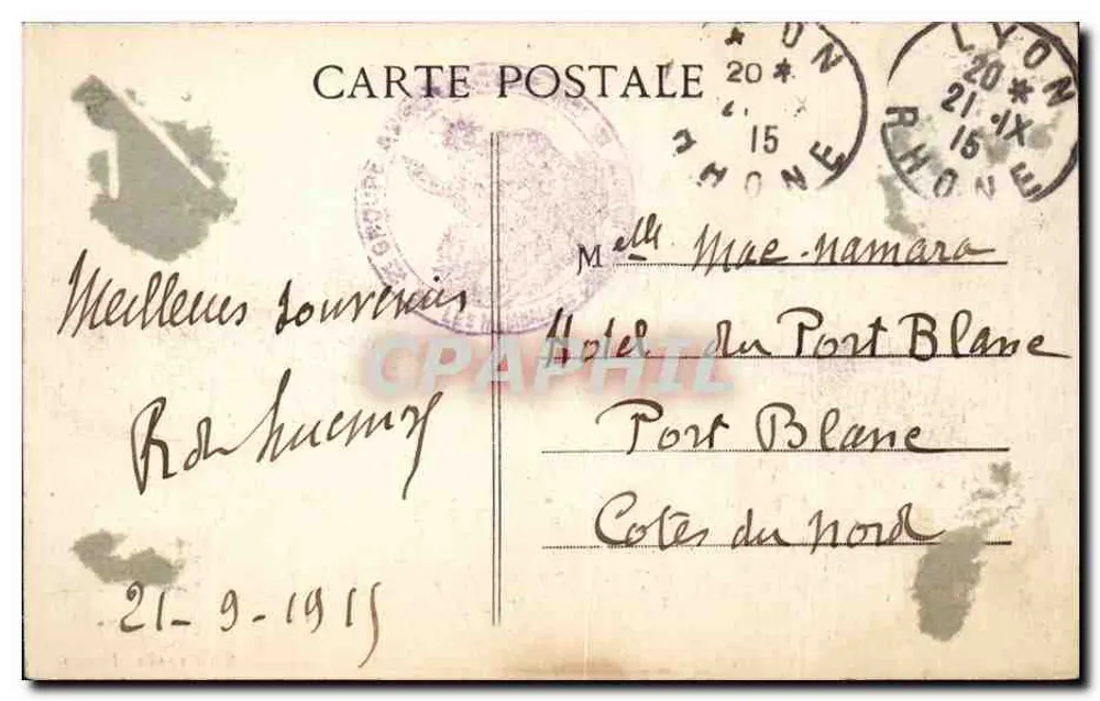 LYON — Palais de la Bourse und Place des Cordeliers — Carrière, Verlag Lyon - Rückseite