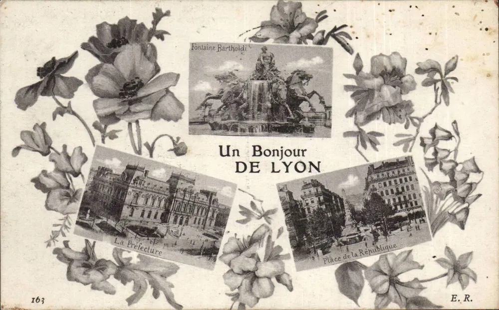 Um Olá de Lyon — A Prefeitura, Fonte Bartholdi, Praça da República — E.R. n°163 - Frente