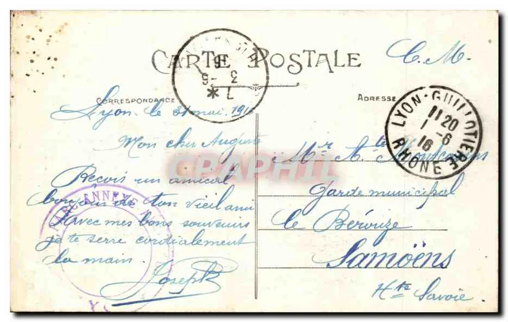 Um Olá de Lyon — A Prefeitura, Fonte Bartholdi, Praça da República — E.R. n°163 - Verso