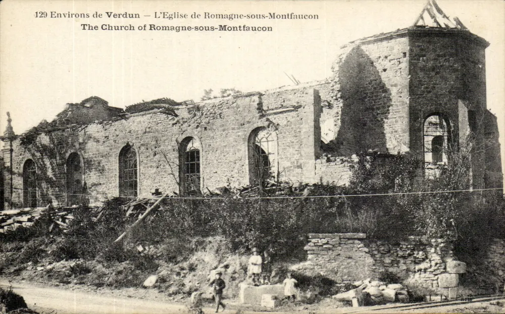 Ruinen der Kirche von Romagne-sous-Montfaucon — Umgebung von Verdun — n°129 - Vorderseite
