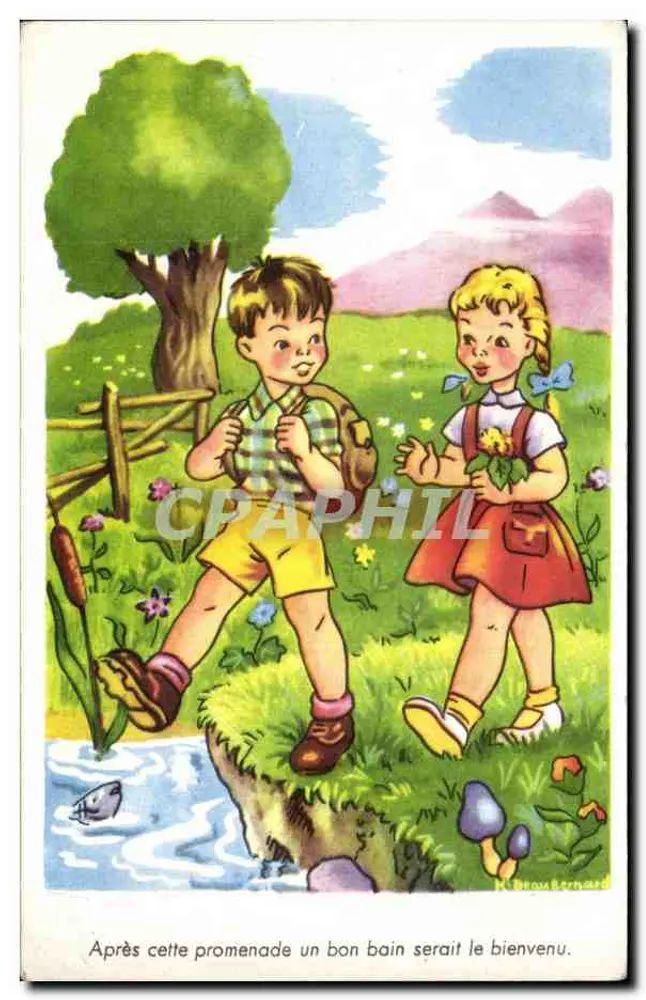 Kinder nach Spaziergang — ein willkommener Bad — K. Brau Bernard - Vorderseite