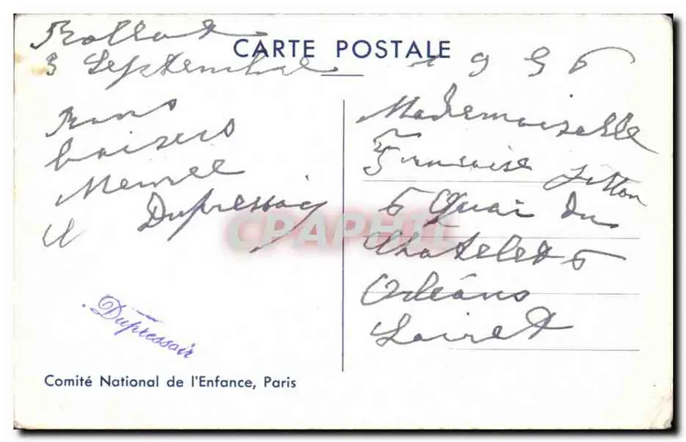 Crianças visitando um bebê — Comitê Nacional da Criança, Paris - Verso