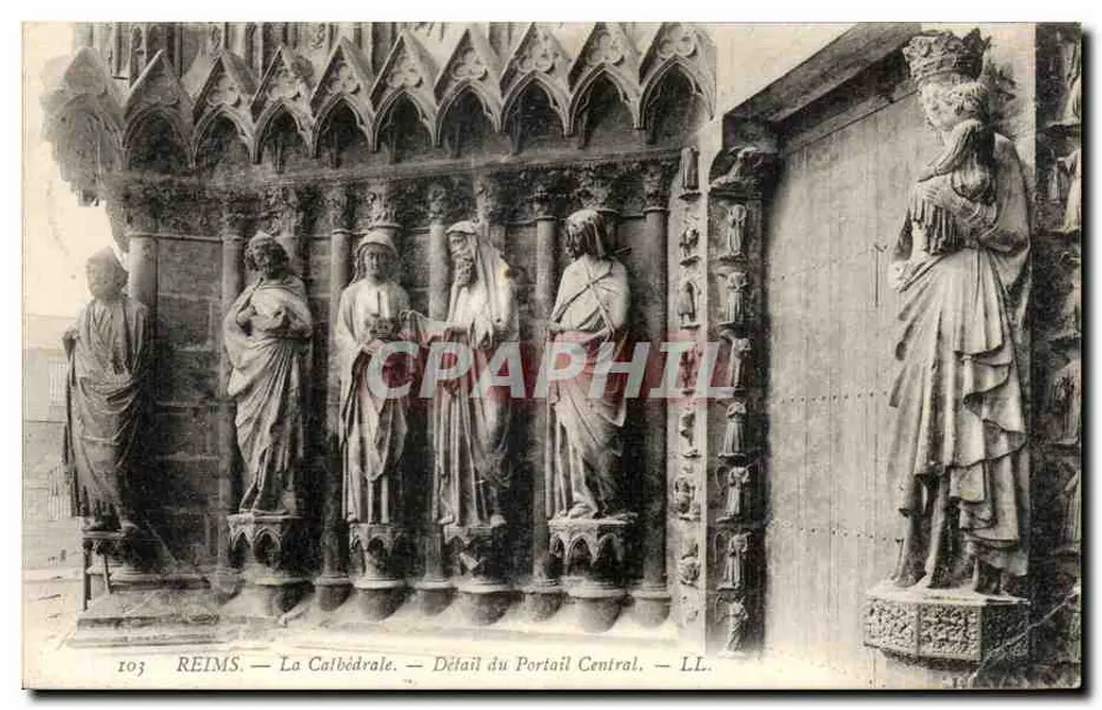Reims — Die Kathedrale — Detail des Hauptportals — LL. — n°103 - Vorderseite
