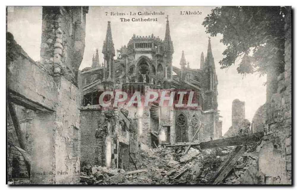 Reims - A Catedral - A Abside — Editor J. D. Bilon, Paris, n°7 - Frente