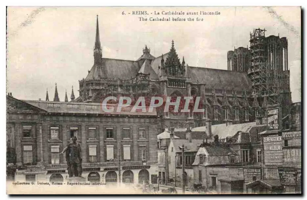 Reims - A Catedral antes do incêndio — Coleção G. Dubeta, Reims — Reprodução proibida - Frente
