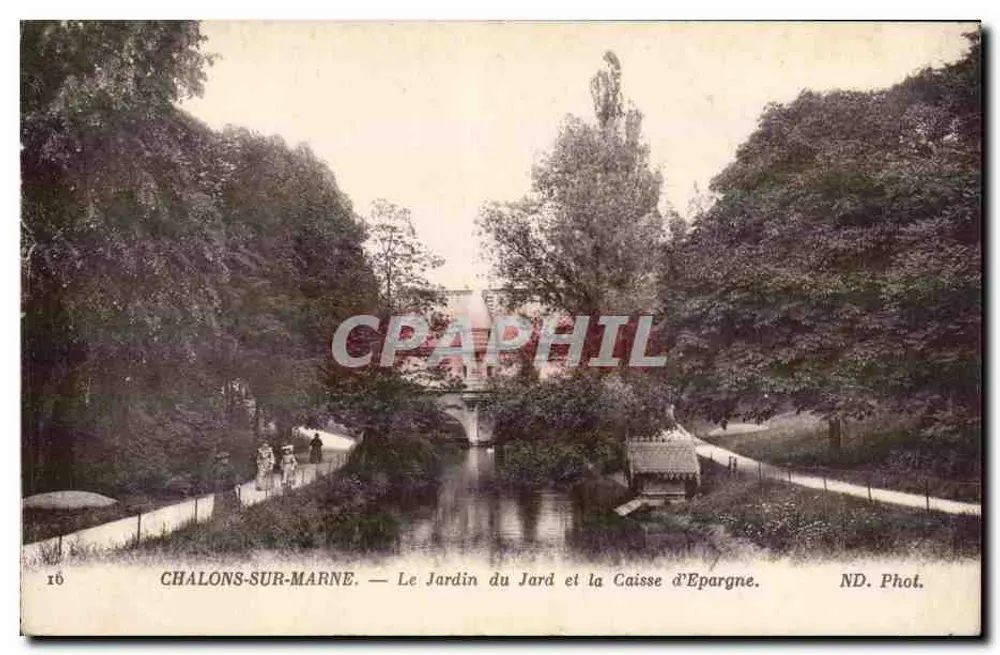 Chalons-sur-Marne — Der Garten von Jard und die Sparkasse — ND. Foto. - Vorderseite