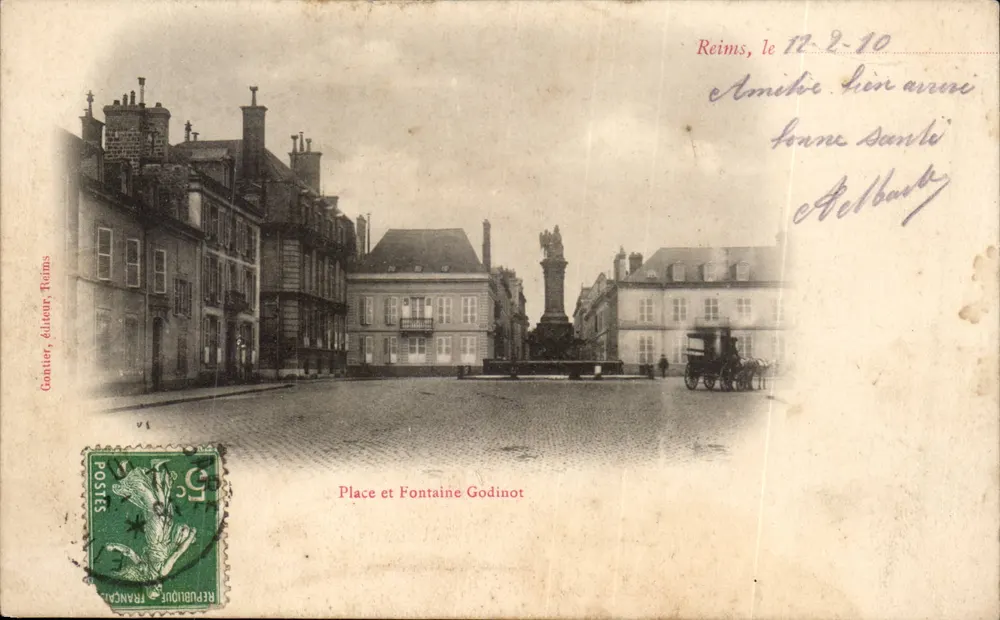 Platz und Fontaine Godinot — Reims — Gantier, Verlag, Reims - Vorderseite