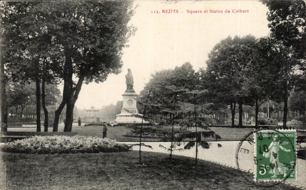 Reims - Praça e Estátua de Colbert — editor desconhecido, n° 112 - Frente