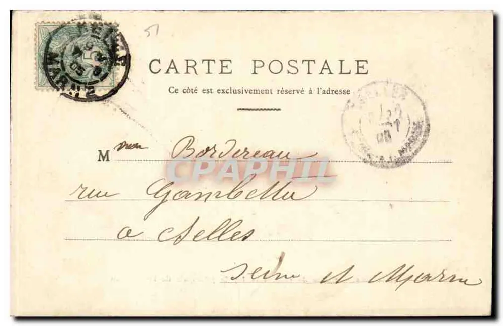 Reims — Estátua de Colbert e fachada principal da Exposição - Verso