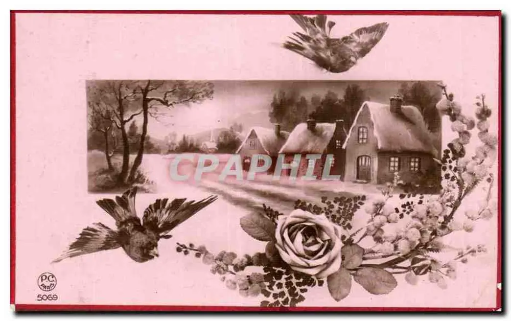 Winterlandschaft mit schneebedeckten Häusern — P-C 5069 — P-C PARIS - Vorderseite