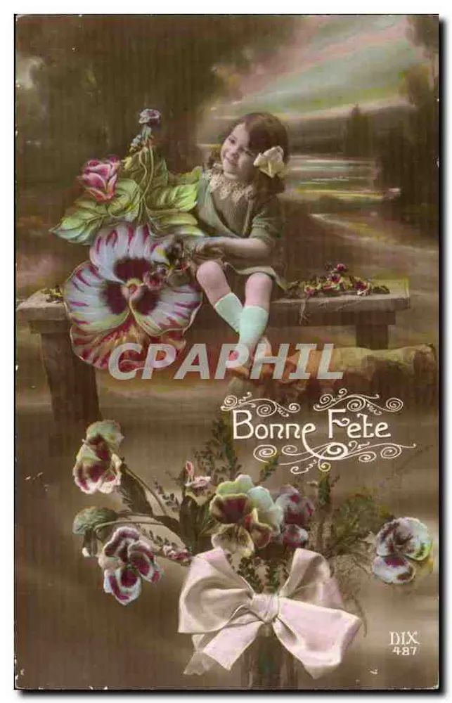 Mädchen mit Blumen — Frohe Geburtstage — DIX 487 - Vorderseite