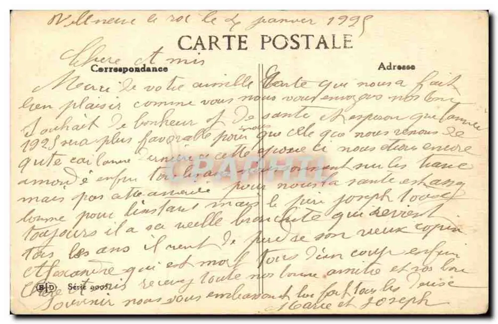 Blumenstrauß — Frohes Neues Jahr — Ansichtskarte datiert 1919 - Rückseite