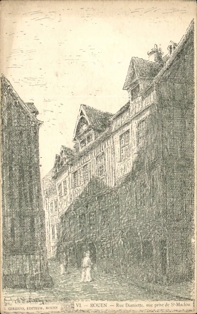 Rouen — Rue Damiette Ansicht vom St-Maclou — Girleud, Verleger, Rouen, n° VI - Vorderseite