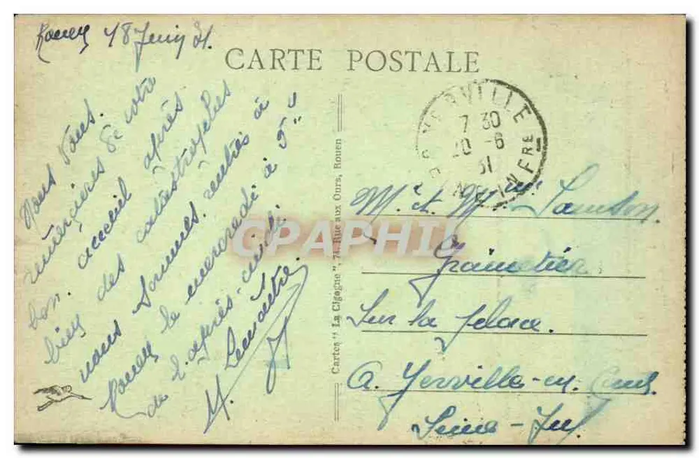 Rouen - Kerk van Sint Ouen - Gezicht — n°410 — onbekende uitgever - Achterkant