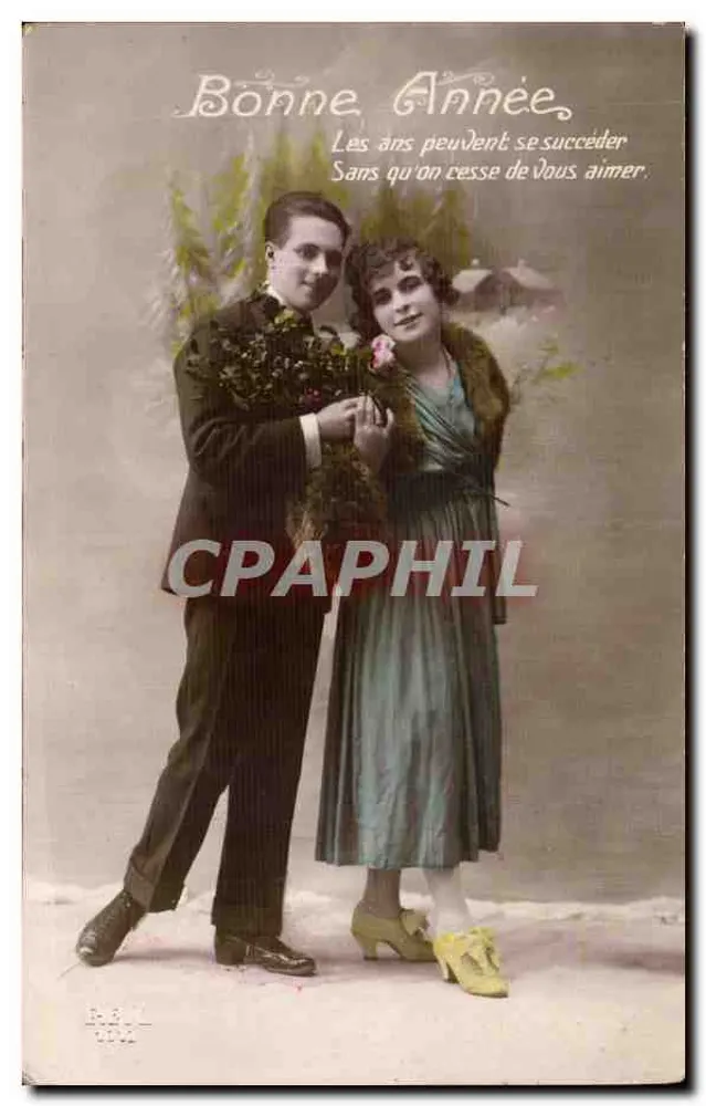 Paar in Abendkleidung — Frohe Neujahr — R.B.L. 1930 - Vorderseite
