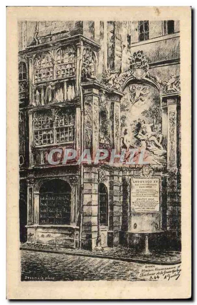 Renaissance-Haus, 47, rue de la Grande-Chaîne — Federzeichnung — Roucel & Gaudely, n° 644 - Vorderseite