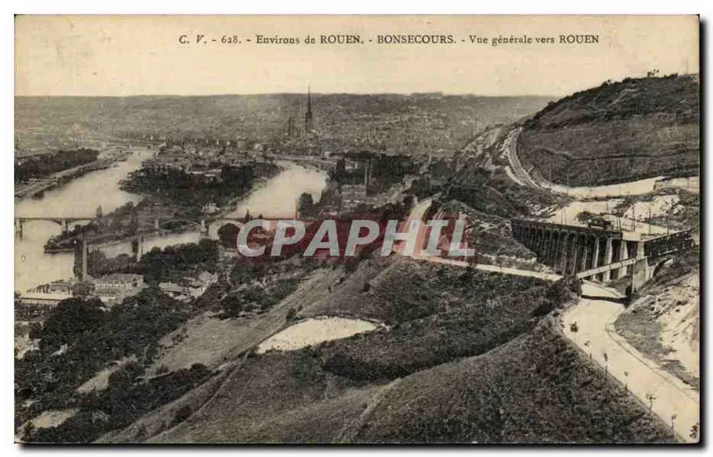 BONSECOURS — Vista geral em direção a ROUEN — G. V. - 628 - Frente