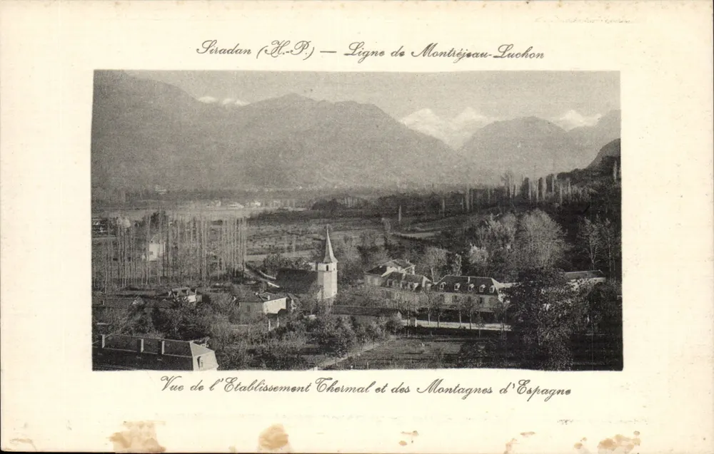 Piradan (H.-P.) — Ansicht des Thermalbades und der spanischen Berge — Verlag: Planotypie A. Tiberit et Cie, Toulouse - Vorderseite