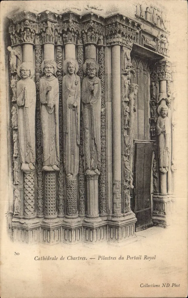 Kathedrale von Chartres — Pilaster des Königstor — Collections ND Phot - Vorderseite
