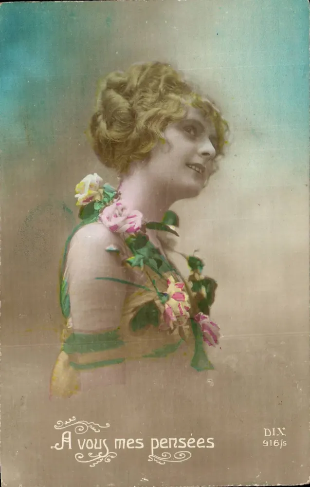 Junge Frau mit Rosenkrone — A vous mes pensées — DIX 916/s - Vorderseite