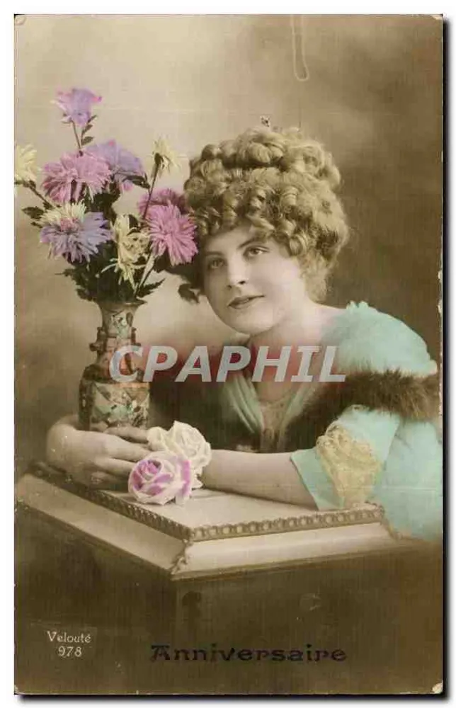 Frau mit Rose — Geburtstag — Velouté 978 - Vorderseite