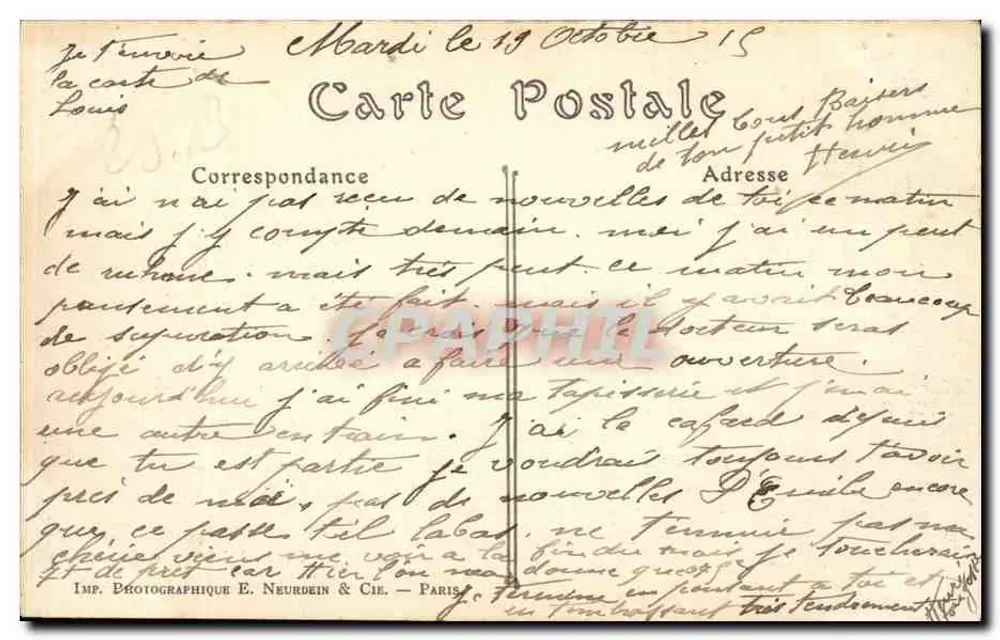 Chartres — Denkmal für Pasteur in Erinnerung an die Versuche zur Anthrax-Impfung — Paul Racher, phot. - Rückseite