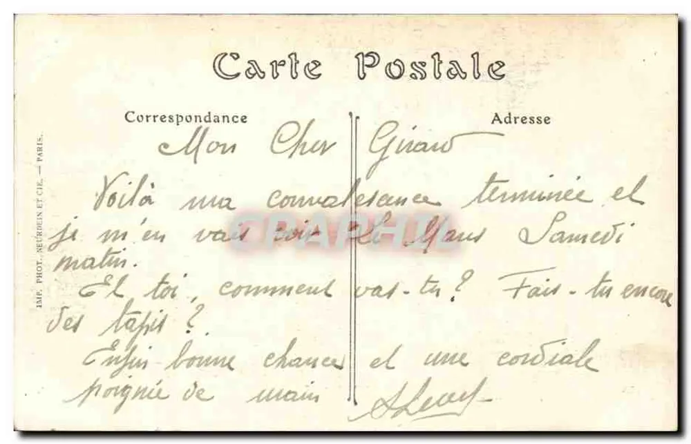Denkmal für Pasteur in Charpennes — Werk von Dr. Paul Richer — Verlag NDs Phot. - Rückseite