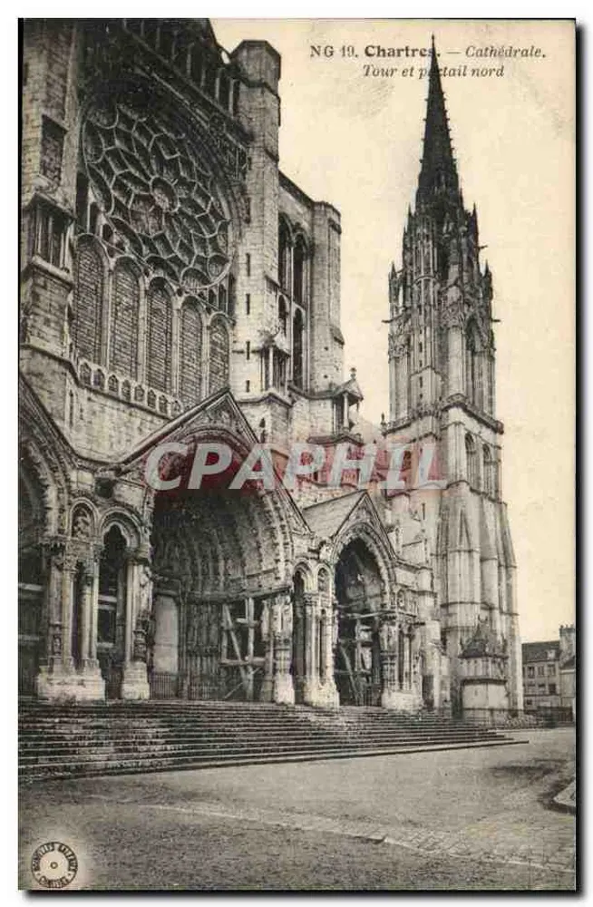 Chartres — Cathédrale. Tour et portail nord — NG 19 - Recto