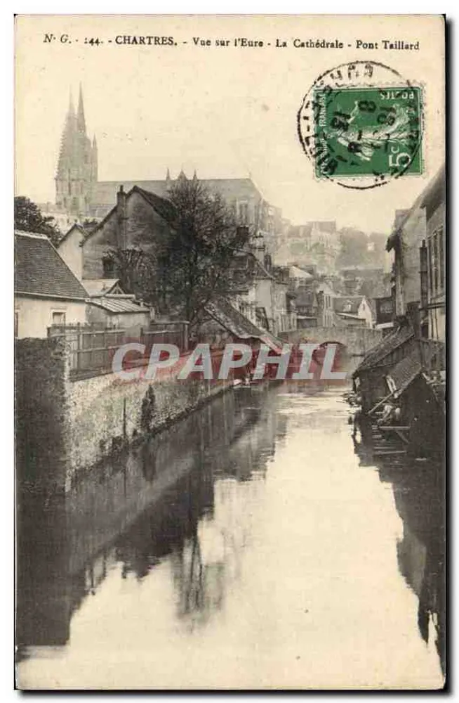 Chartres - Ansicht der Eure - Die Kathedrale - Brücke Taillard - Vorderseite