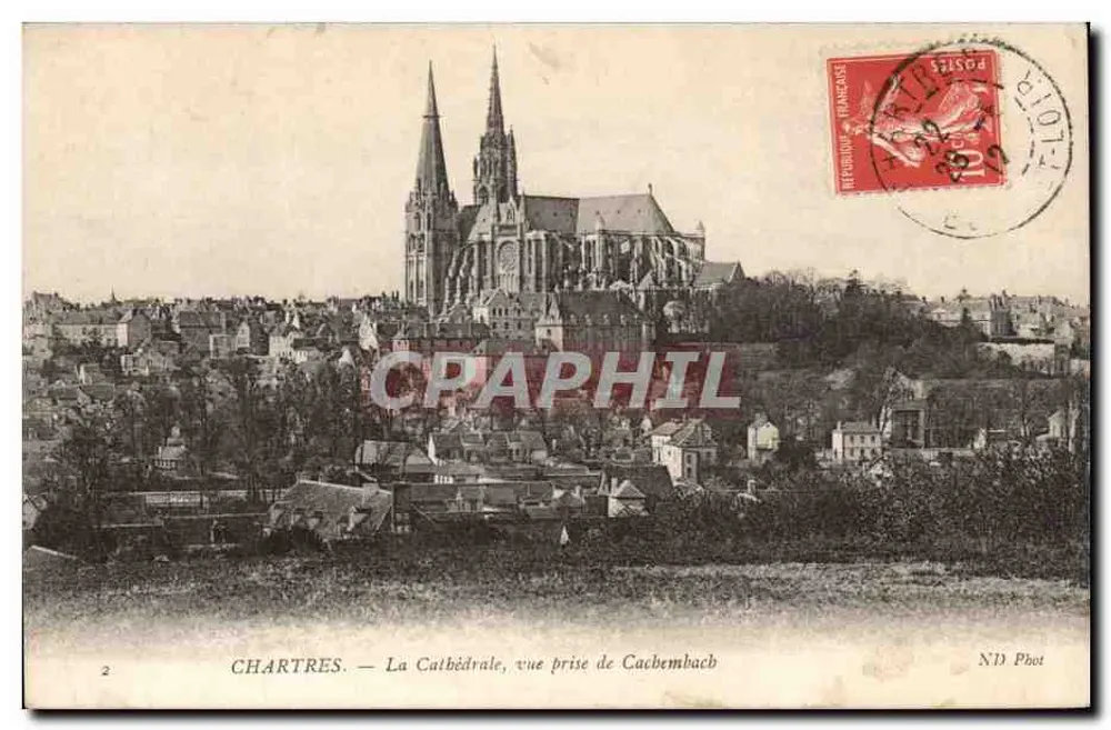 Chartres — Chartres 대성당, Cachembach에서 촬영한 전경 — ND Phot - 앞면