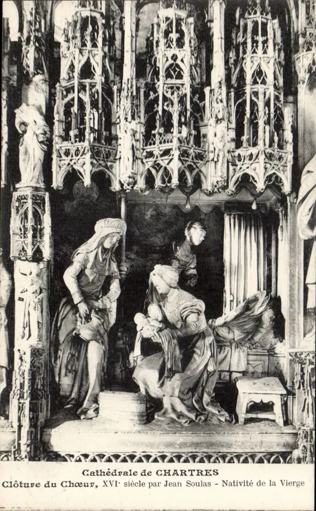 Kathedrale von Chartres — Schluß des Chors, 16. Jahrhundert von Jean Soulas — Geburt der Jungfrau - Vorderseite
