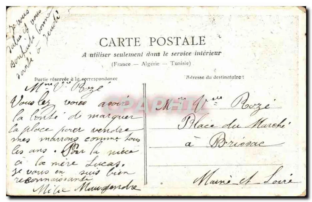 Mädchen mit einem Blumenstrauß — 'A ce bouquet des champs faites un bon accueil' — République Française - Rückseite