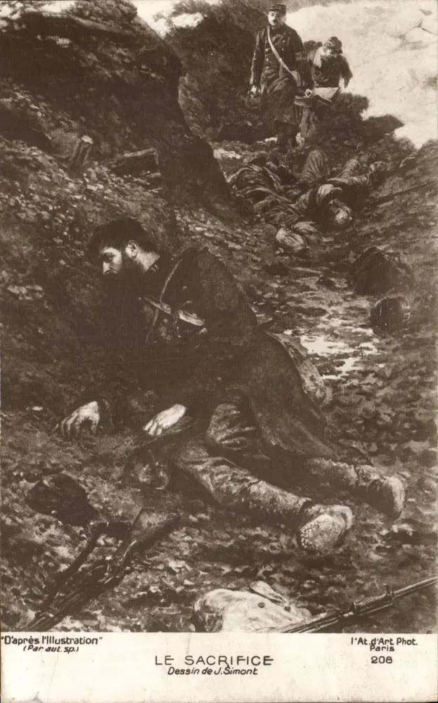 O Sacrifício — Desenho de J. Simont — l'At d'Ant Phot, Paris, n° 208 - Frente
