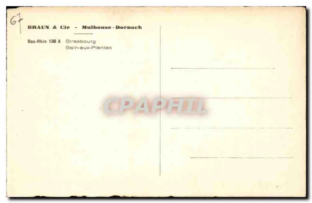 Rua pavimentada com colmats — Strasbourg — editor BRAUN & Cie, Mulhouse-Dornach - Verso